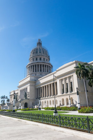 HAVANA, CUBA - JANUARY 16, 2017: Famous National Capitol (Capitolio Nacional) building. The National Capitol Building was the seat of government in Cuba until the Cuban in 1959.のeditorial素材