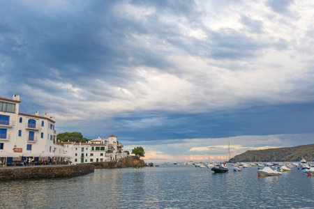 CADAQUES, SPAIN - JUNE 28, 2017: Panoramic view of the Spanish town of Cadaques,the famous small village of Costa Brava, Catalonia - Spainのeditorial素材
