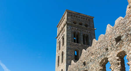 The Romanesque abbey of Sant Pere de Rodes in Cap de Creus Natural park. It is a former Benedictine monastery in the comarca of Alt Emporda, in the North East of Catalonia, Spain.の写真素材