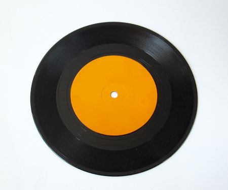 45 rpm record on white background