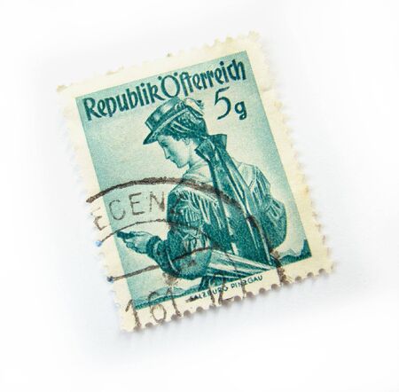 Austria postage stamp on white background.の写真素材