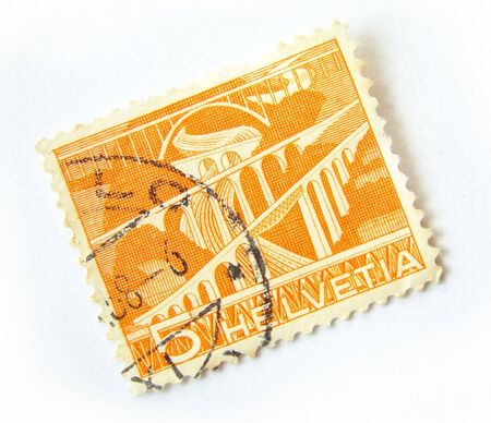 Old postage stamp from Helvetia (Switzerland).の写真素材