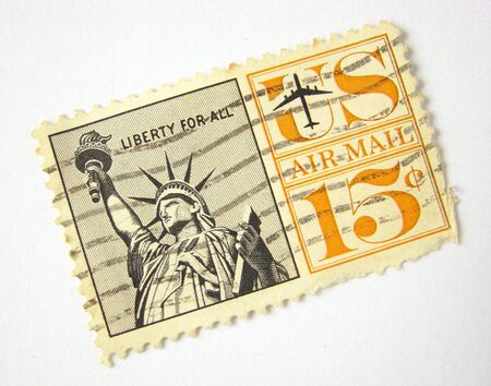 US postage stamp on white background                              の写真素材