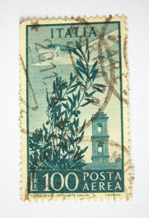 Italy postage stamp on white background                               の写真素材