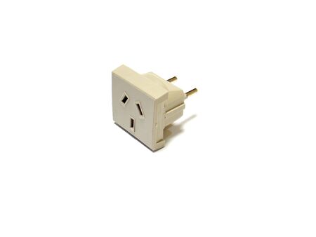 Beige adapter on white background       