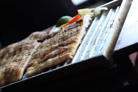 Grilled Pork Flank Steak (matambre de cerdo) is a typical grilled meat from Argentina - shallow DOFの写真素材