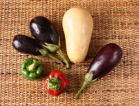 Freshly washed baby vegetablesの写真素材