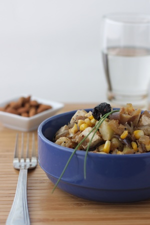 Vegetarian dish with tofu and vegetablesの写真素材