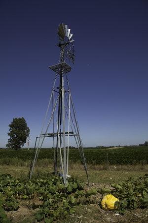 Mill and pumpkin in a little farm on summerの写真素材