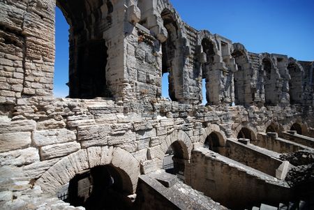 Part of ancient Roman stadium in Arles, Provence, France  の写真素材