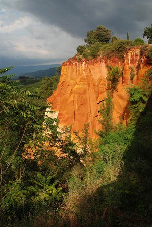 Ochre orange sand hills in Roussillon, Provence 