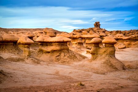 rock formation in the shape of fairy chimneys at Goblin valley Utah USAの写真素材