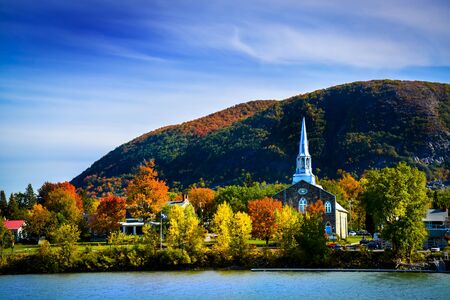 Mont-Saint-Hilaire Quebec mountain in autumnの写真素材