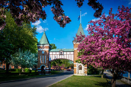 La porte des anciens maires is commemorative gate to the mayors of the city of Saint-Hyacinthe, Quebec, Canadaのeditorial素材
