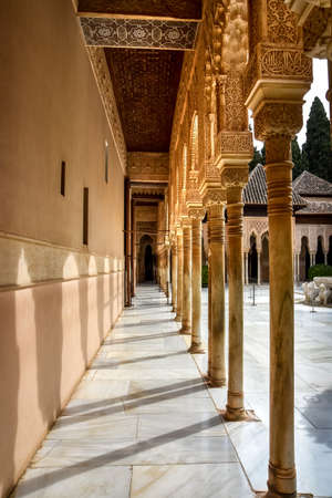 Suite of columns inside the Palacio de los Leones, Alhambra Spainのeditorial素材