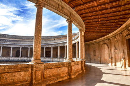 Palace of Charles V, Alhambra, Granada, Andalusia, Spainのeditorial素材