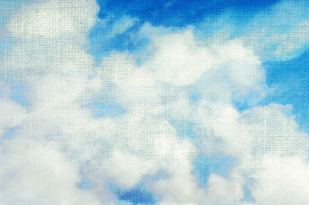 Cloud, sky painted on a canvas textureの写真素材