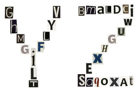 alphabet letters made of newspaper, magazineの写真素材