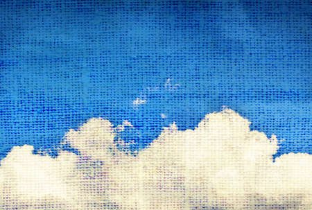 Cloud, sky painted on a fabric textureの写真素材