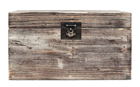 old wooden chest is isolated on whiteの写真素材