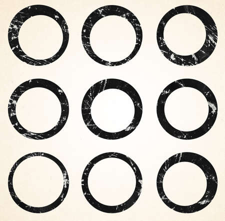 set of ink scratched brush strokes, circle,round, spots  Design element の写真素材