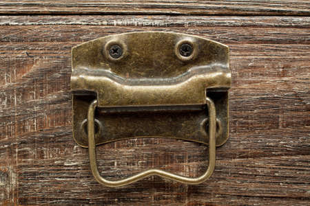 old wooden chest with handleの写真素材