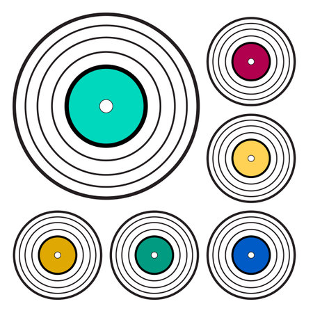 Set of colorful vinyl record, vector illustrationのイラスト素材