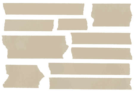 Set of horizontal and different size sticky type,adhesive piecesのイラスト素材