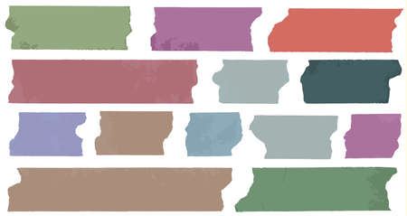 Set of horizontal, colorful and different size sticky type,adhesive piecesのイラスト素材