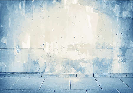 Brown,blue grunge concrete wall texture with sidewalk.のイラスト素材