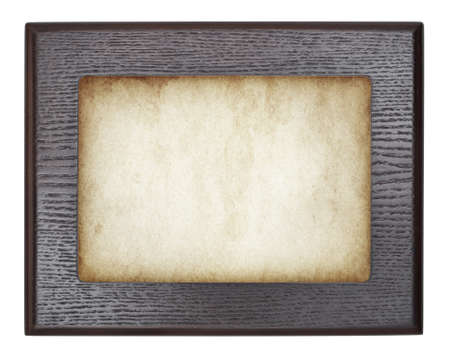 Vintage wooden frame on old paper. Vector illustration.の写真素材