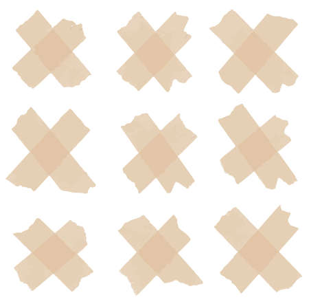 Set of cross adhesive tape. Vector illustrationのイラスト素材