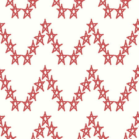 Red stars vector textile backdrop. Can be used as fabric pattern.のイラスト素材