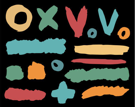 Set of differen colorful watercolor brush strokes, banner, symbols. Vector illustrationのイラスト素材