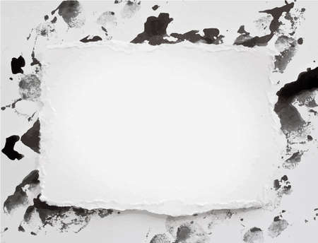 Torne watercolor paper on black ink splash, blobのイラスト素材