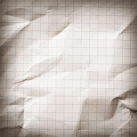 Crumpled gray blank math, grid paper backgroundのイラスト素材