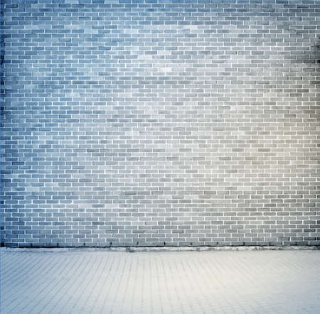 Blue, grey brick wall texture with sidewalk. Vector illustrationのイラスト素材