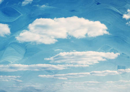 Blue watercolor clouds and sky. Nature backgroud.