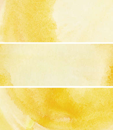 Set of yellow watercolor banners for your design.の写真素材