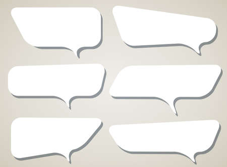 Set of white vector speech bubble with shadow on light brown background.のイラスト素材