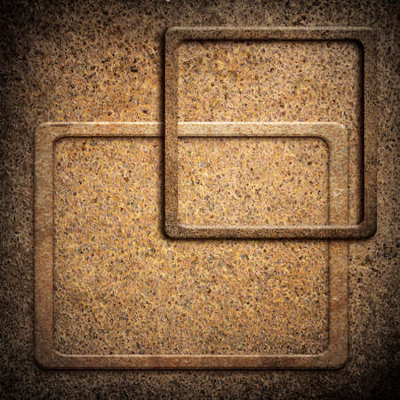 Old dirty rusty metal plate with frames.の写真素材