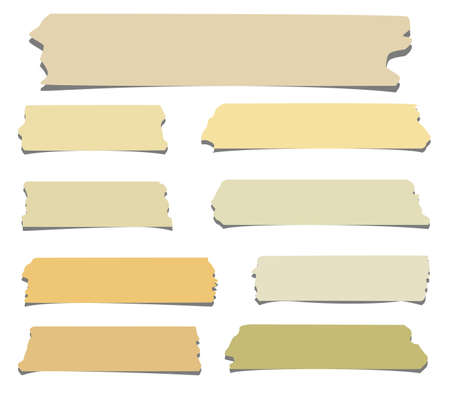 Set of horizontal and different size sticky tape,adhesive pieces on white backgroundのイラスト素材