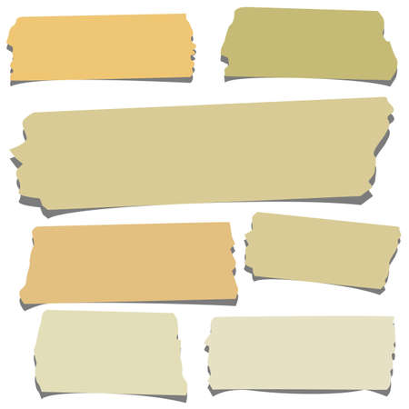Set of horizontal and different size sticky tape,adhesive pieces on white backgroundのイラスト素材