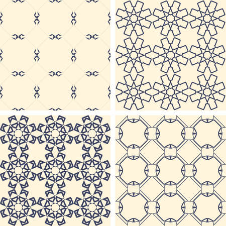 Abstract symmetrical geometric blue shapes. Fabric pattern.のイラスト素材