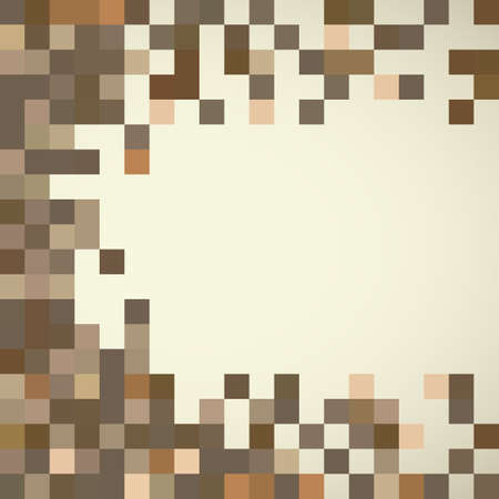Gray, brown pattern made of squares with copy space. Pixel mosaic background.のイラスト素材