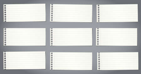 Set of cut notebook papers with lines on gray background.のイラスト素材