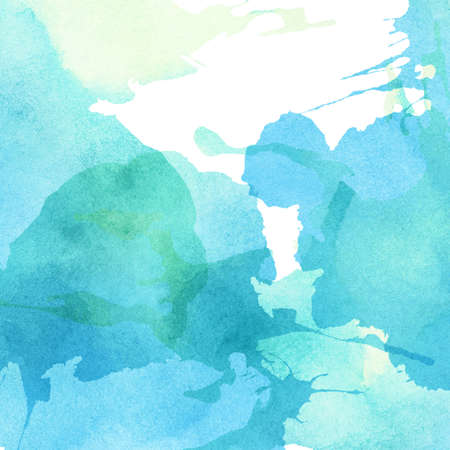 Light abstract blue, green painted watercolor splashes background.の写真素材