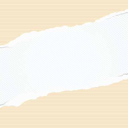 Striped torn brown paper pieces are stuck on lined diagonal background.のイラスト素材