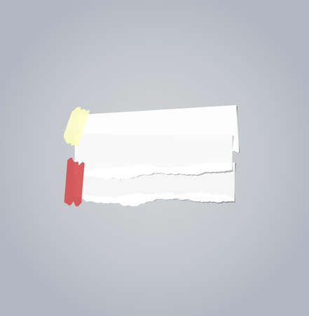Pieces of ripped white paper are stacked on gray background.のイラスト素材