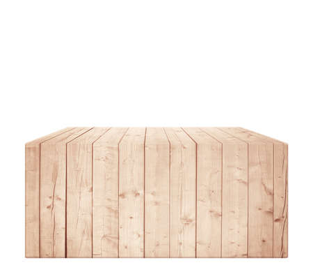 Rectangular light brown wooden box in vertical position. Isolated on white backgroundの写真素材
